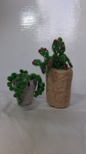 Hand made felted house - house, plants